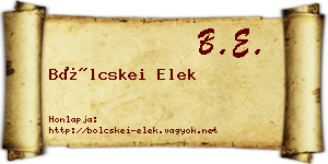 Bölcskei Elek névjegykártya